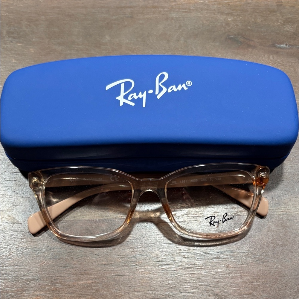 Ray-Ban Transparent Frame Glasses with Blue Case